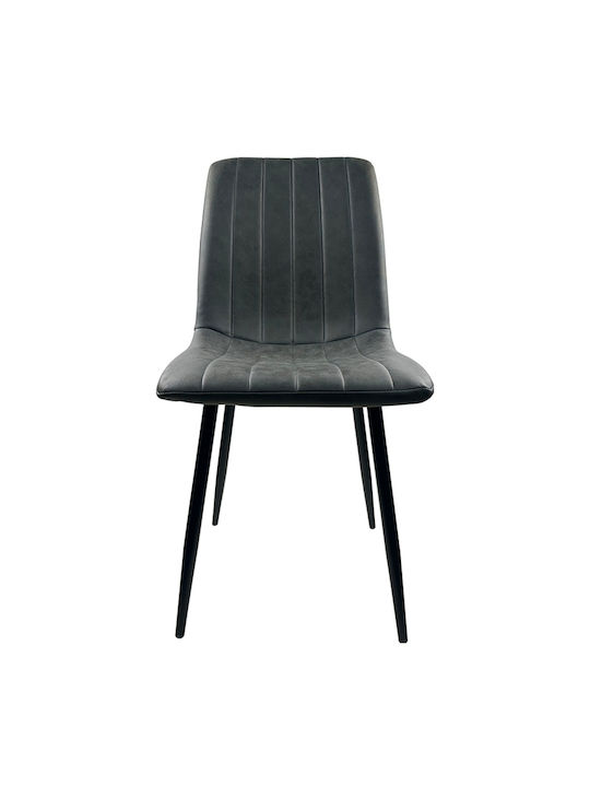 Yucaria Dining Room Artificial Leather Chair Anthracite/black 44x55x86cm