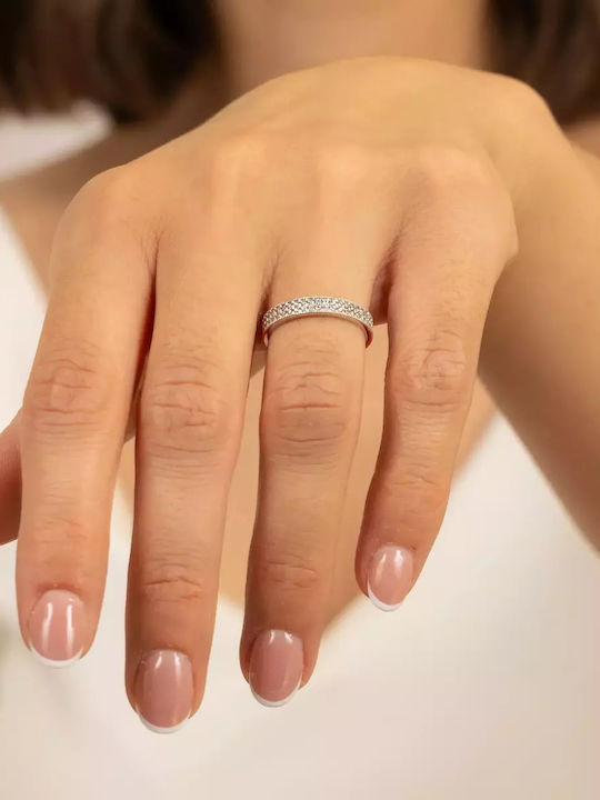Damen Ring Vollring mit Zirkonia aus Weißgold 14K