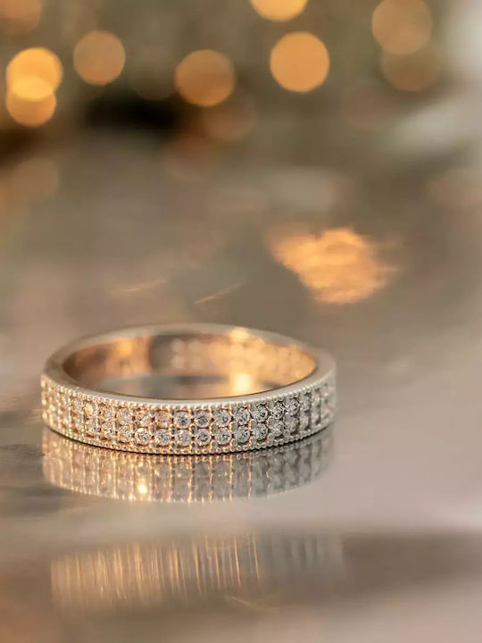 Damen Ring Vollring mit Zirkonia aus Weißgold 14K