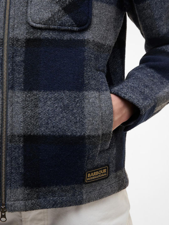 Hailwood Long Sleeve Flannel Overshirt In Regular Fit Checked Classic Navy