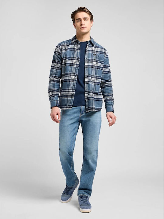 Long Sleeve Overshirt In Wide Line Checked Checked
