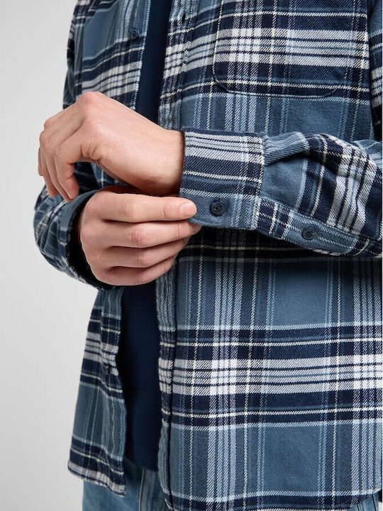 Long Sleeve Overshirt In Wide Line Checked Checked