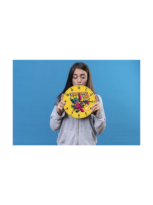 Koupakoupa Stitch Experiment 626 Ρολόι Τοίχου Ξύλινο