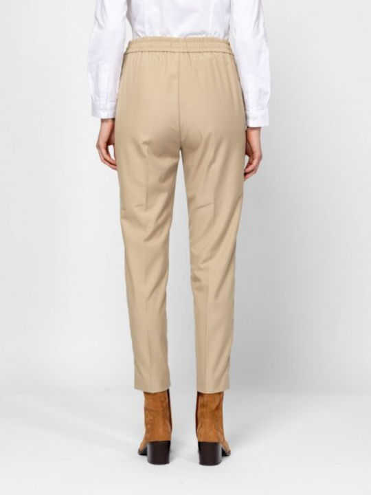 Damen Stoff Hose mit Gummizug Sand