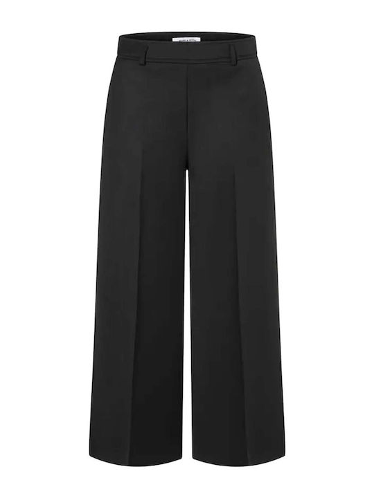 Women's Fabric Trousers Straight Line Black