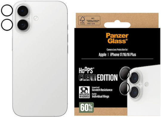 PanzerGlass Hoops Protectoare Pentru Camera Mobilă Tempered Glass Transparent Pentru iPhone 16 / 16 Plus