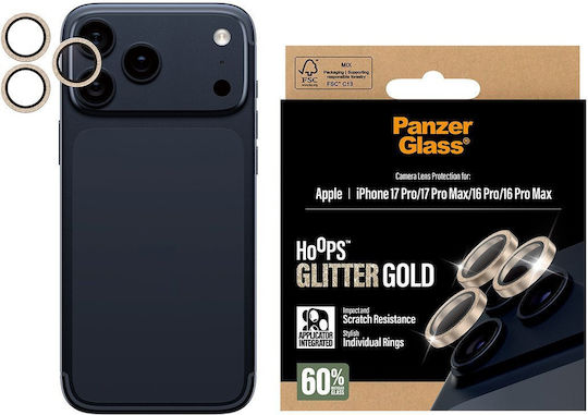 PanzerGlass Hoops Camera Protection Tempered Glass Gold for the iPhone 17 Pro, iPhone 17 Pro Max, iPhone 16 Pro PG38210