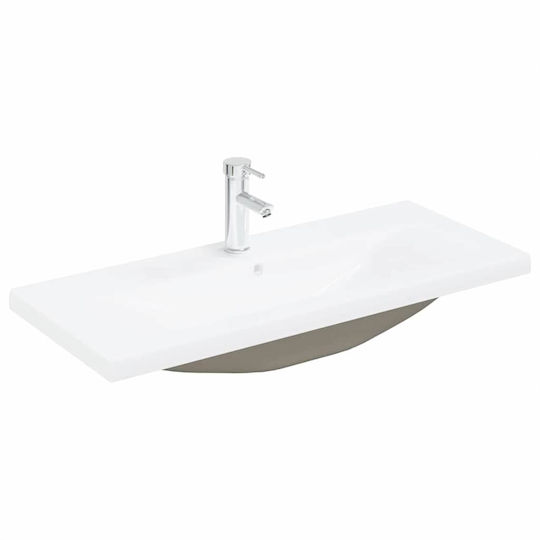 vidaXL Waschtisch mit Waschbecken & Spiegel L90xB46xH38.5cm Black Beech