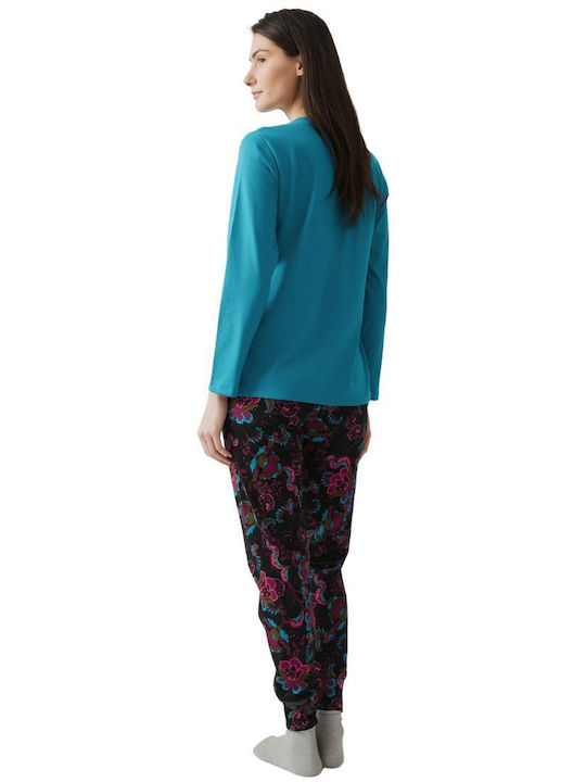 Minerva Winter Women's Pyjama Set Petrol Blue Dark