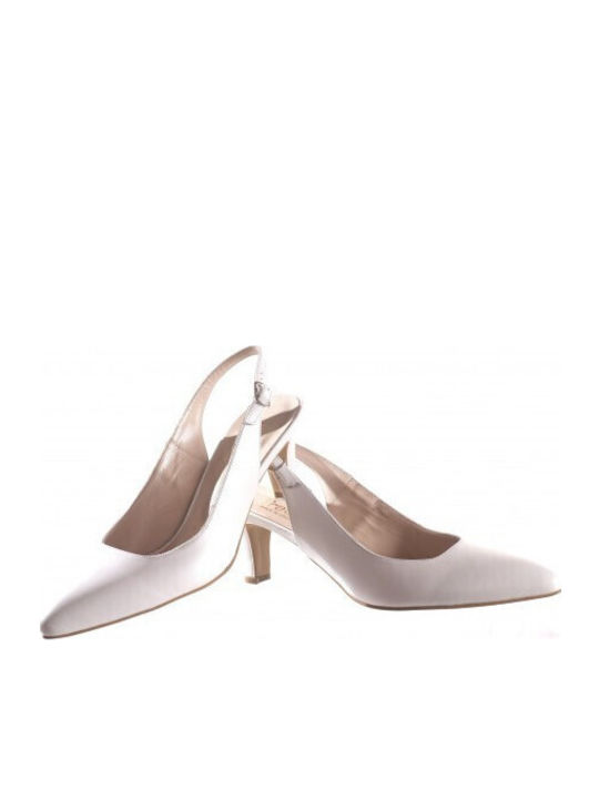 Leder Pumps mit mittelhohem Absatz Λευκο Περλε