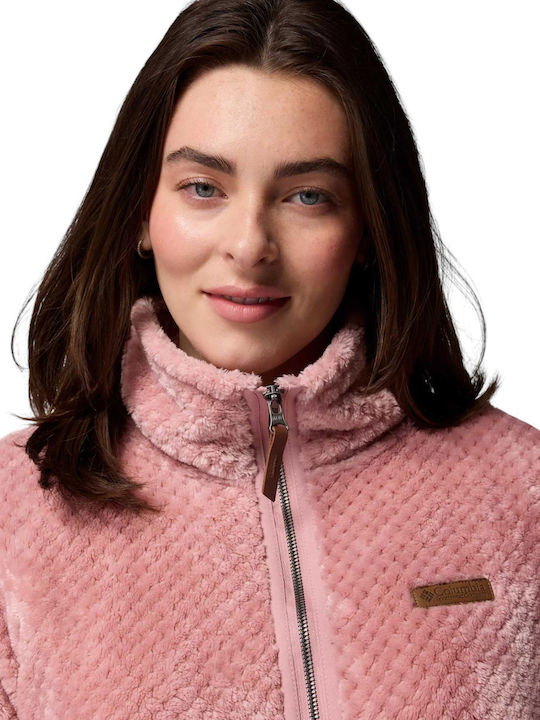 Fire Side Ii Sherpa Full Women's Cardigan with Zipper Pink
