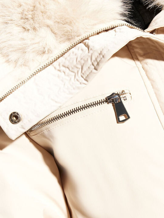 Women's Parka Jacket for Winter with Hood Beige