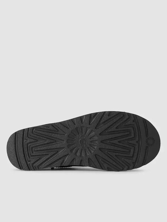 Classic Micro Closed-Toe Leather Women's Slippers Black