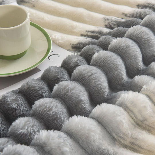 SpitiBazaar Decke Samt Übergröße 220x240cm Ανοιχτό Γκρι - Λευκό