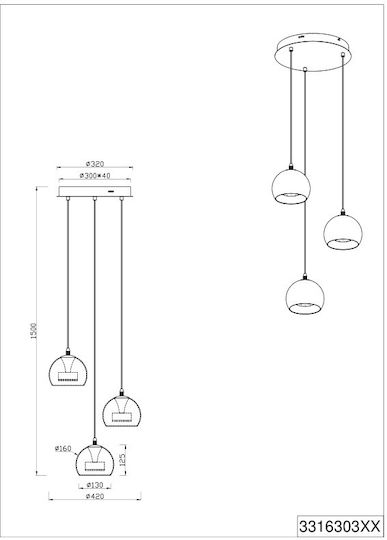 Trio Lighting Flynt Κρεμαστό Φωτιστικό Ασημί Trio Lighting Flynt Κρεμαστό Φωτιστικό Ασημί