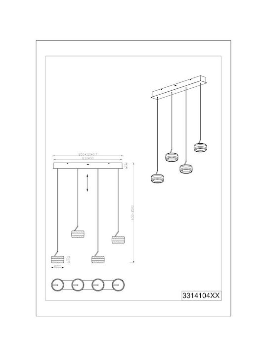 Trio Lighting Dios Κρεμαστό Φωτιστικό Ασημί