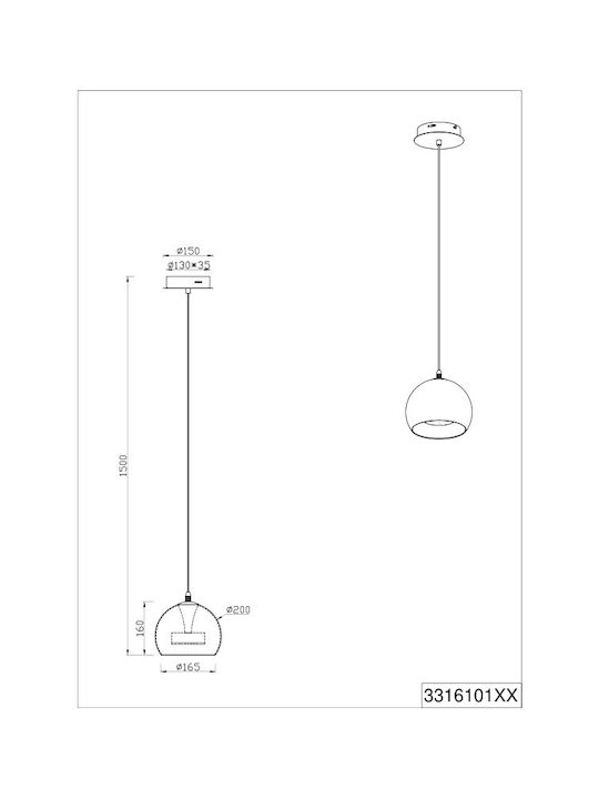 Trio Lighting Flynt Κρεμαστό Φωτιστικό Ασημί