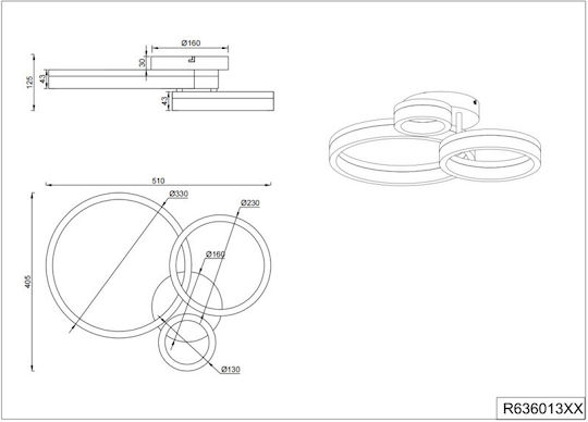 Trio Lighting Πλαφονιέρα Οροφής Μαύρη με Ενσωματωμένο LED