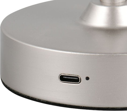 Trio Lighting Metall Tischlampe LED mit Silber Schirm und Basis
