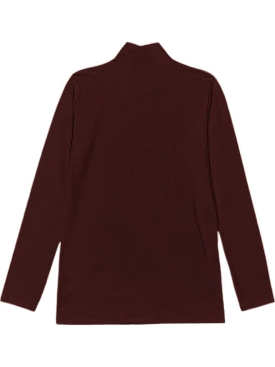 Women's Long Sleeve Turtleneck T-Shirt Coffee