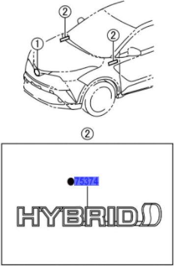 Toyota Γνήσιο Αυτοκόλλητο Σήμα Hybrid Φτερού Δεξιά Ch-r 16'-21' 75374f4010