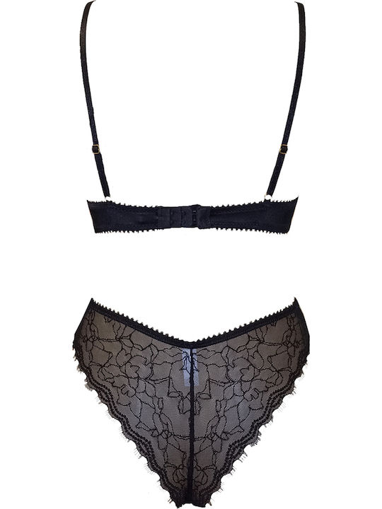 Modern Ocean Spitzen Unterwäsche-Set für Damen BH mit Brasilien Black