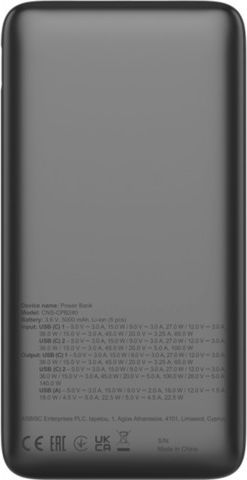 Canyon OnPower 25000mAh 140W with USB-A Port and 2 USB-C Ports Power Delivery / Quick Charge 3.0 Gray