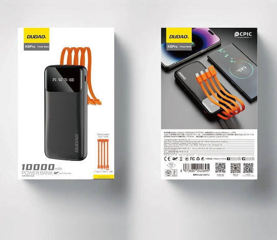 Dudao K6Pro Power Bank 10000mAh with 2 USB-A Ports Black