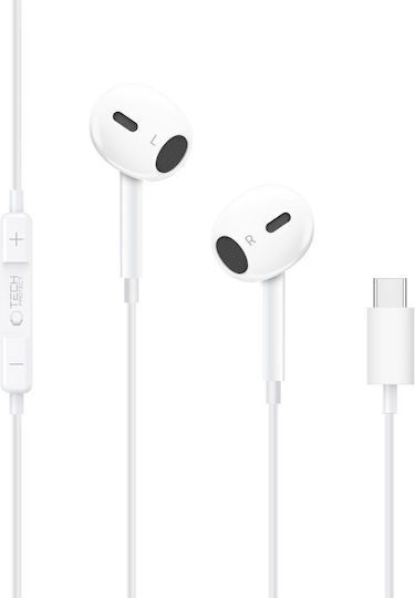 Tech-Protect Ultraboost Core G2 In-ear Handsfree Ακουστικά με Βύσμα USB-C Λευκό
