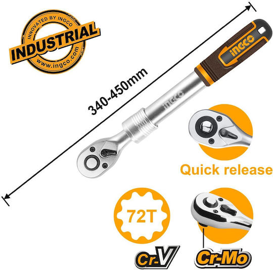 Ingco Double Telescopic Ratchet 1/2" with 72 Blades