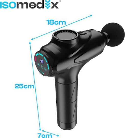 Isomedix Gun Massage for the Neck, the Back, the Legs, the Body & the Hands with Vibration and Heating Function Black