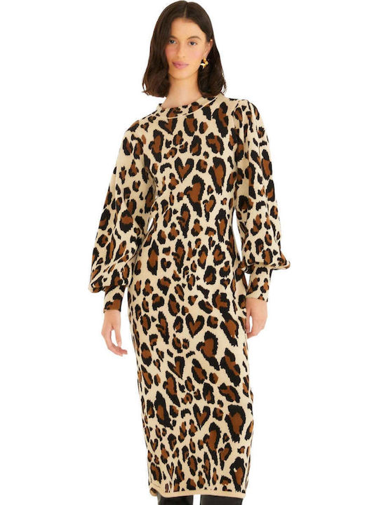 Midi Knitted Brown Dress