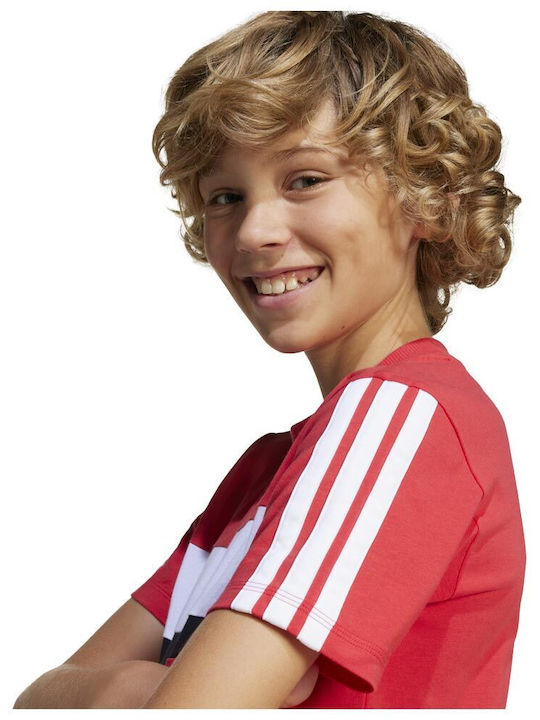 Kids' T-shirt Red Essentials Tiberio 3-Stripes