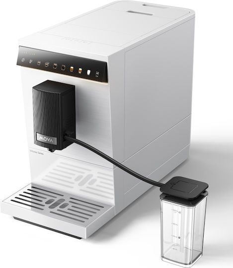 Mova Virtuoso 10 Pro Αυτόματη Μηχανή Espresso 1500W Πίεσης 19bar για Cappuccino με Μύλο Άλεσης Λευκή