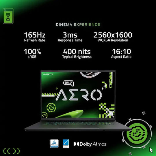 Gigabyte AERO X16 1WH93USC94AH 16" IPS QHD+ 165Hz (Ryzen AI 300 Series-7 350/32GB/1TB SSD/GeForce RTX 5070/W11 Home) Space Gray (US Keyboard)