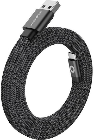 Mobile Origin Magnetic / Flat USB 2.0 Cable USB-C male - USB-A 27W Μαύρο 1m