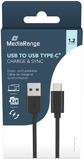 MediaRange USB 3.0 Cable USB-C male - USB-A 12W Μαύρο 1.2m MRCS160