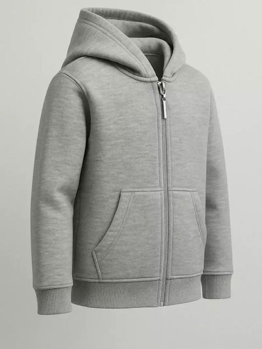 Athletic Kids Cardigan Cotton with Hood Gray