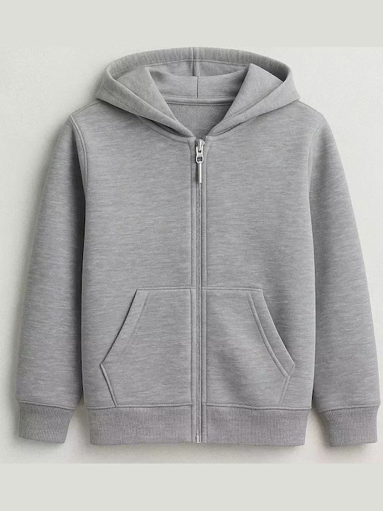 Athletic Kids Cardigan Cotton with Hood Gray