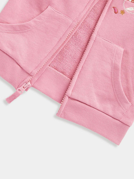 Kids Sweatshirt Cardigan with Hood Pink