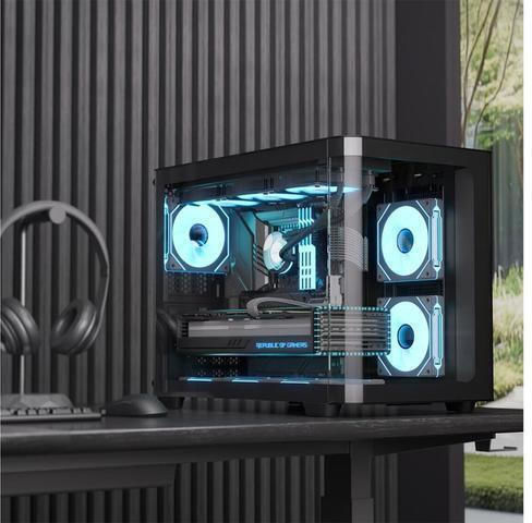 Aerocool P300C Gaming Mini Tower Computer Case with Side Window and ARGB Lighting Black