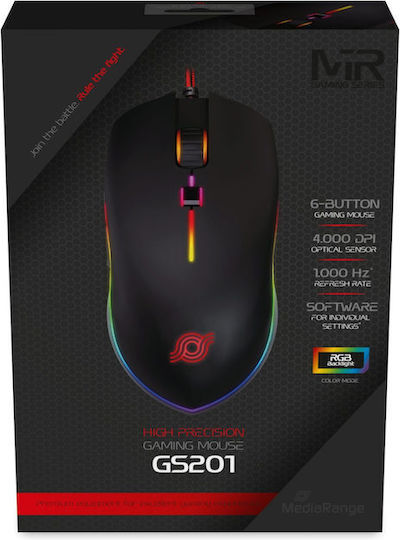 MediaRange MRGS201 RGB Gaming Mouse 4000 DPI Black
