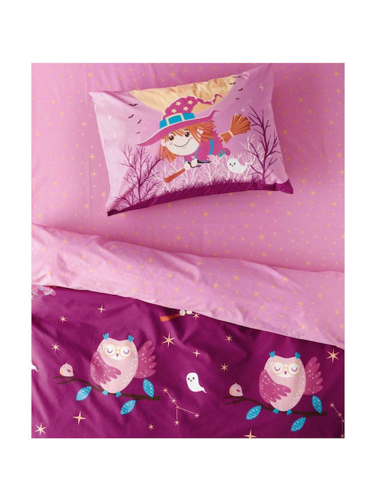 Kentia Hans Set Kinderbettbezug Einzel mit Kissenbezug Baumwolle Lila 165x245cm