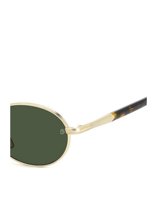 David Beckham Unisex Sunglasses with Gold Metal Frame and Green Lens DB 1196/S 06J/O7