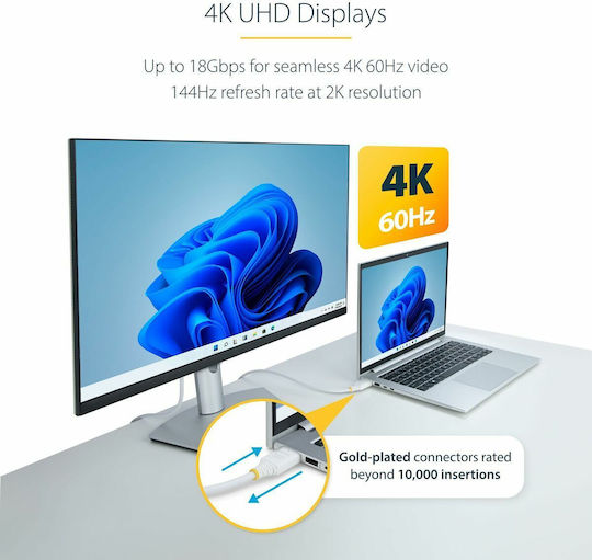 StarTech HDMI 2.0 Премиум Високоскоростен 4K 60Hz HDR Кабел HDMI Мъжки - HDMI Мъжки 3м Бял
