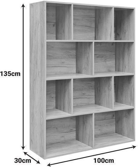 Evergin Eiche Bibliothek Farbe Beigegrau 100x30x135cm