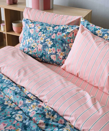Kentia Duvet Cover Set Cotton Single with Pillowcase 165x245 Versus Heidi Multicolored