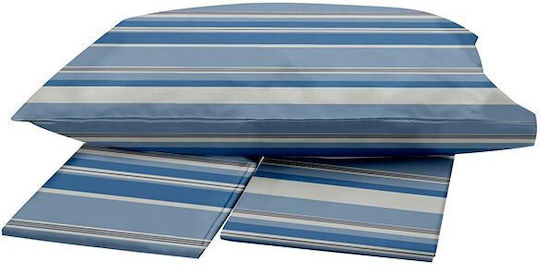 Sunshine Σετ Παπλωματοθήκη Μονή με Μαξιλαροθήκη 170x250cm Menta Menta Εμπριμέ 550 Blue