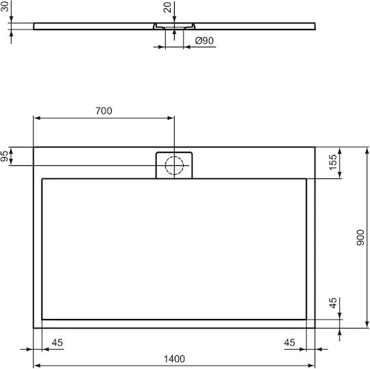 Ideal Standard Rectangular Artificial Stone Shower Black 140x90x3cm