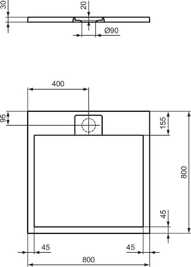 Ideal Standard Ultra Flat S Ι Life Τετράγωνη Ντουζιέρα Τεχνητής Πέτρας 80x80cm Λευκή